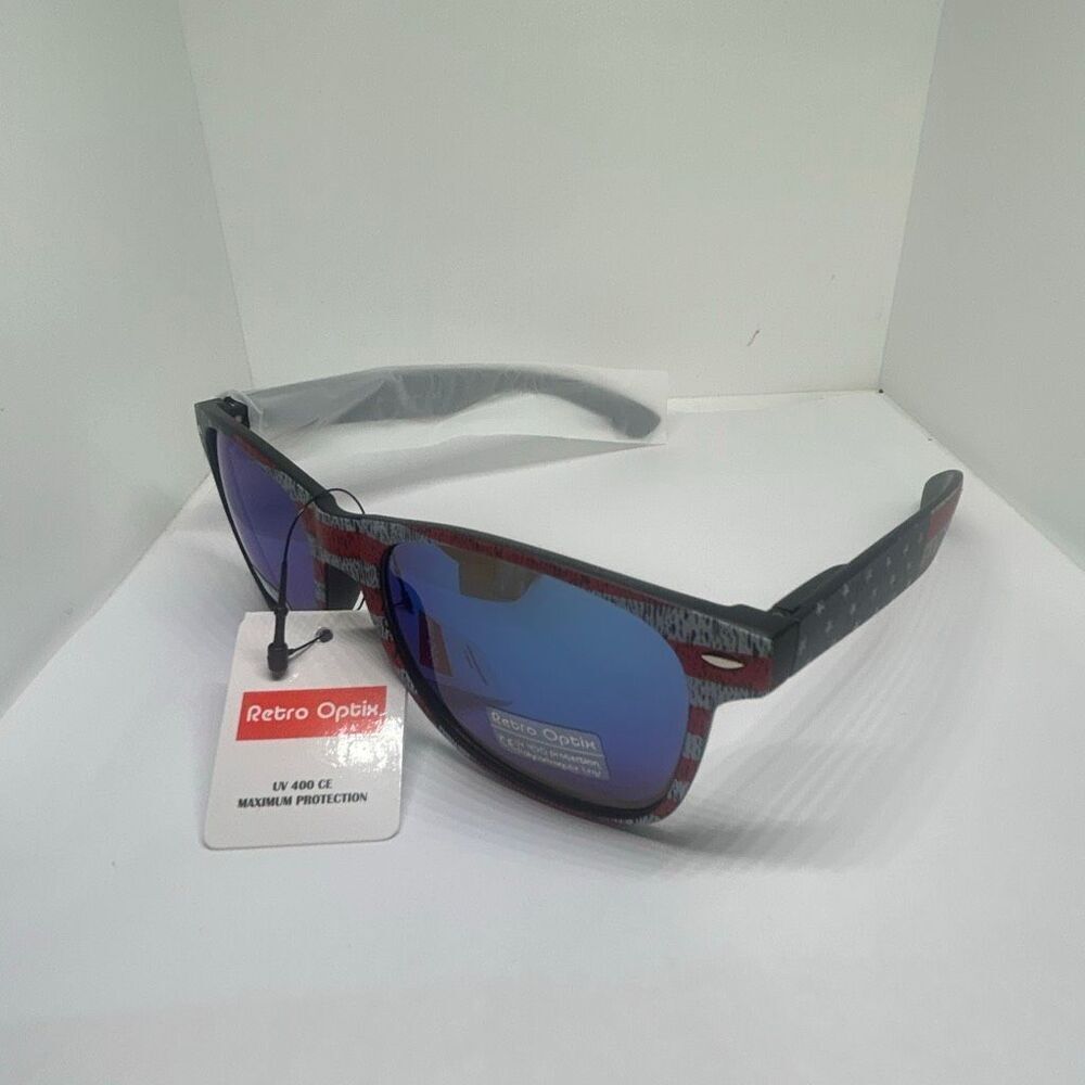 Retro Optix American Flag Sunglasses Mirrored Lens UV400 Protection